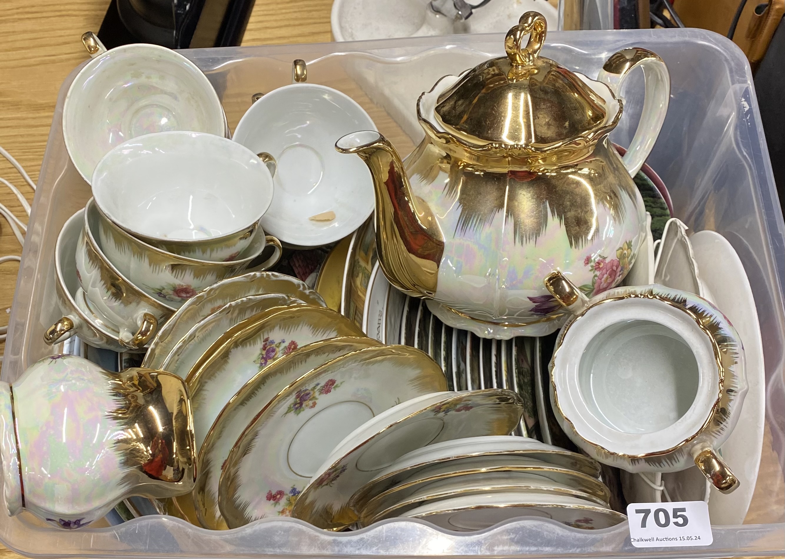 A box of good mixed china, including a lustre tea set. - Image 2 of 2