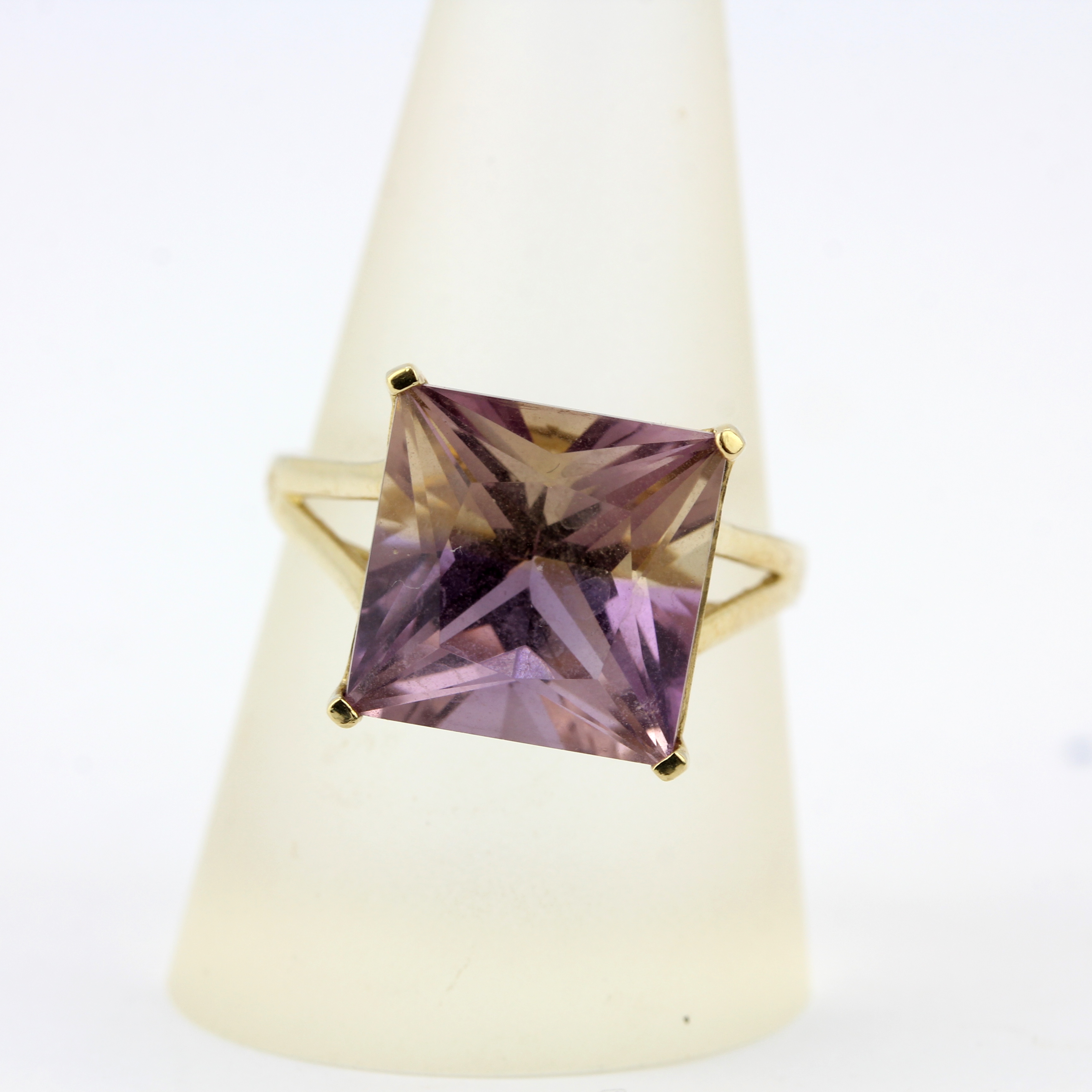 A 9ct yellow gold ring set with a fancy cut ametrine, ring size S. - Image 3 of 3