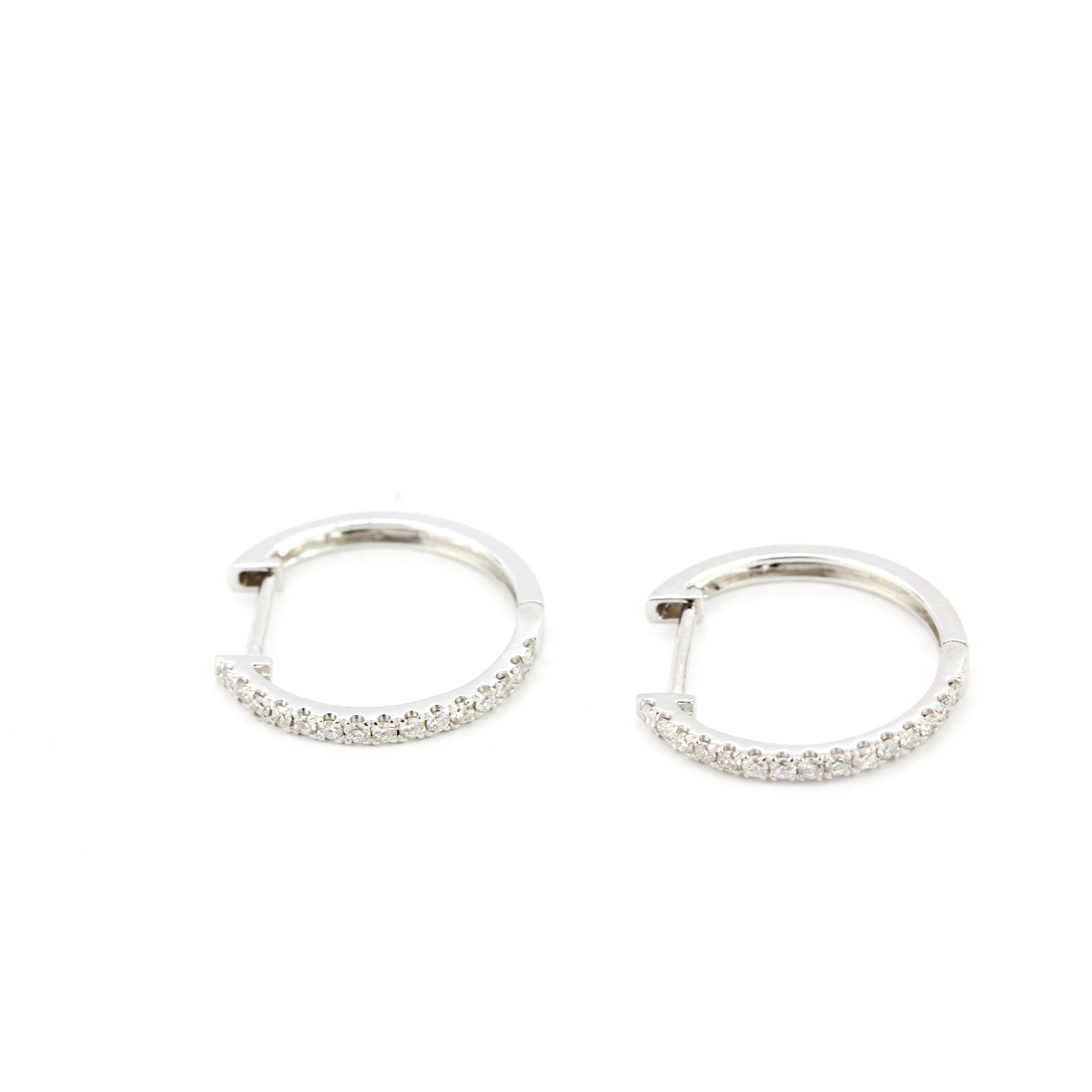 A pair of 18ct white gold diamond set hoop earrings, L. 1.3cm. - Image 4 of 4