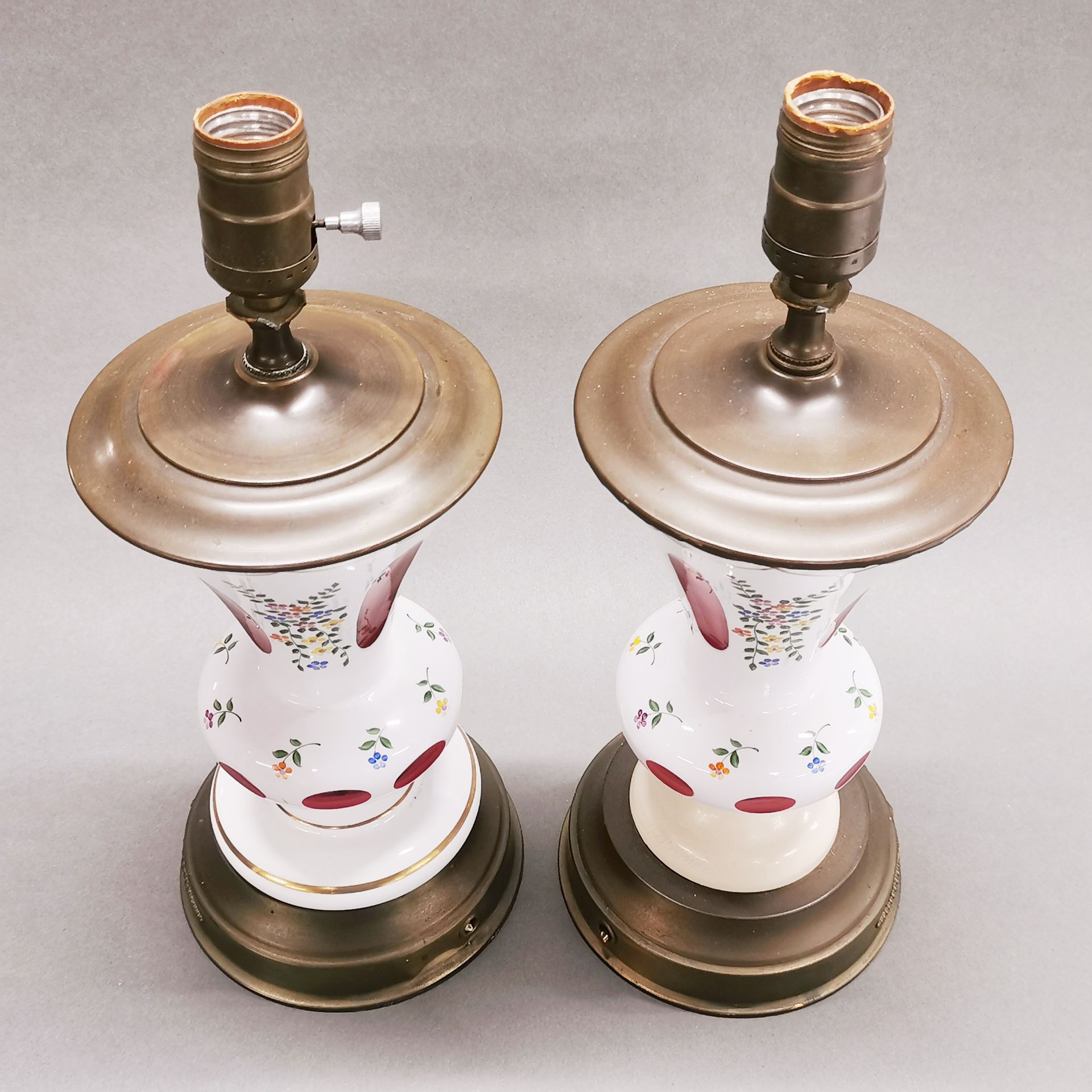 A pair of mounted Bohemian glass table lamp bases, H. 38cm. - Image 2 of 3