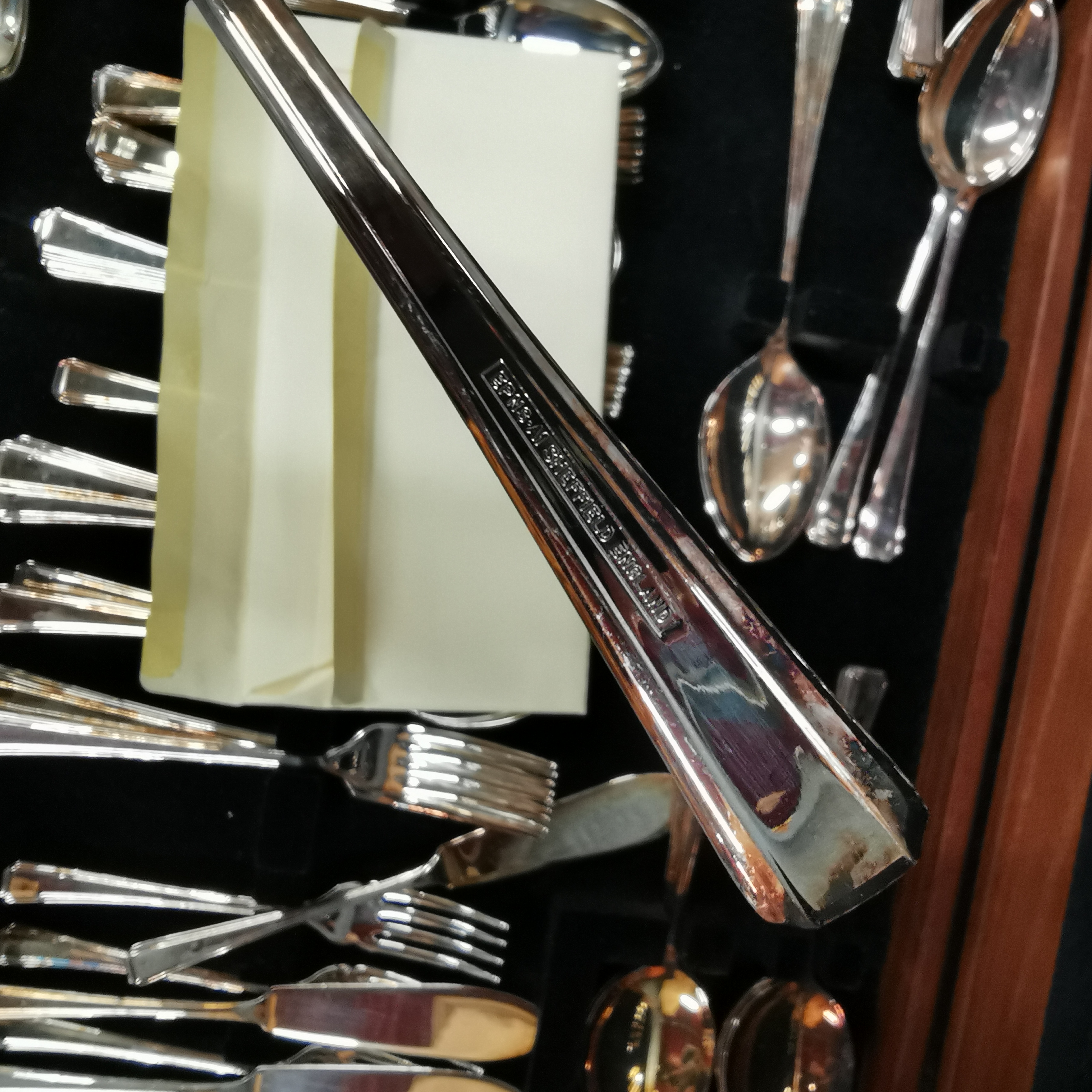A leather topped coffee table cased silver plated cutlery set. - Image 3 of 4