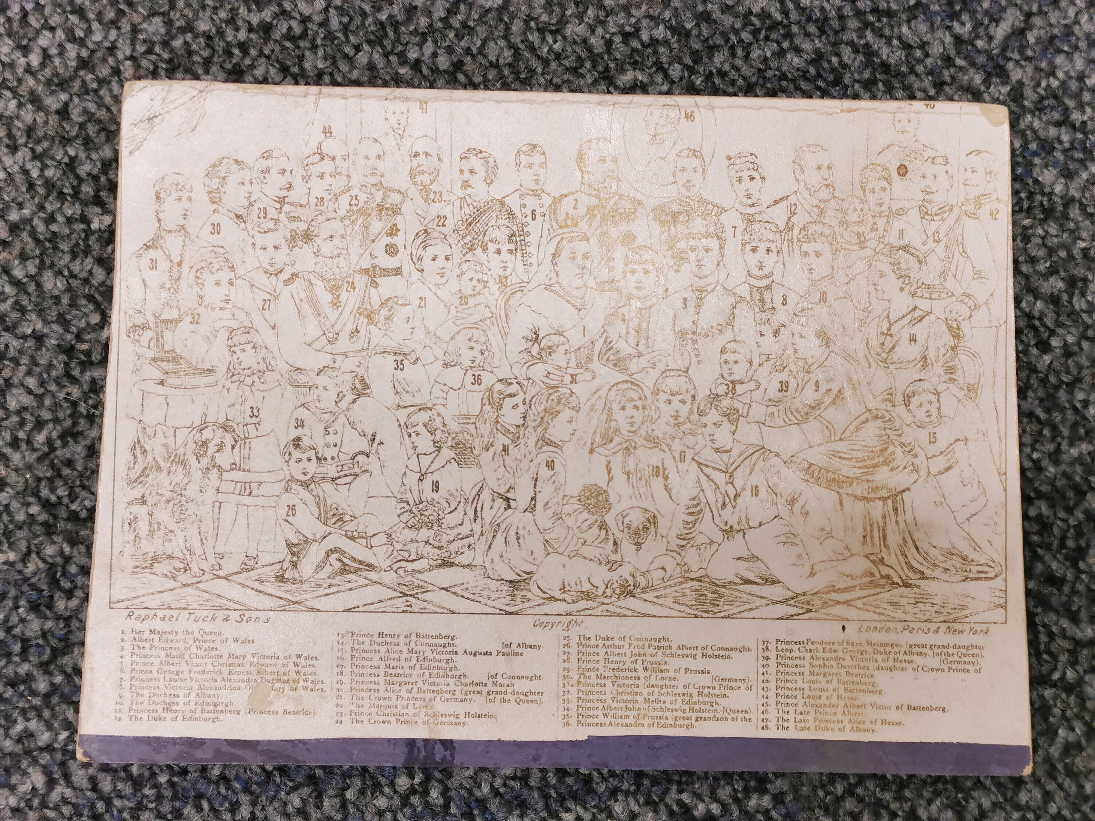 A gilt framed 19thC lithograph of the British Royal family with a guide to their titles, frame - Image 4 of 4