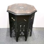 An eastern carved hardwood table, size. 44 x 44 x 54cm.