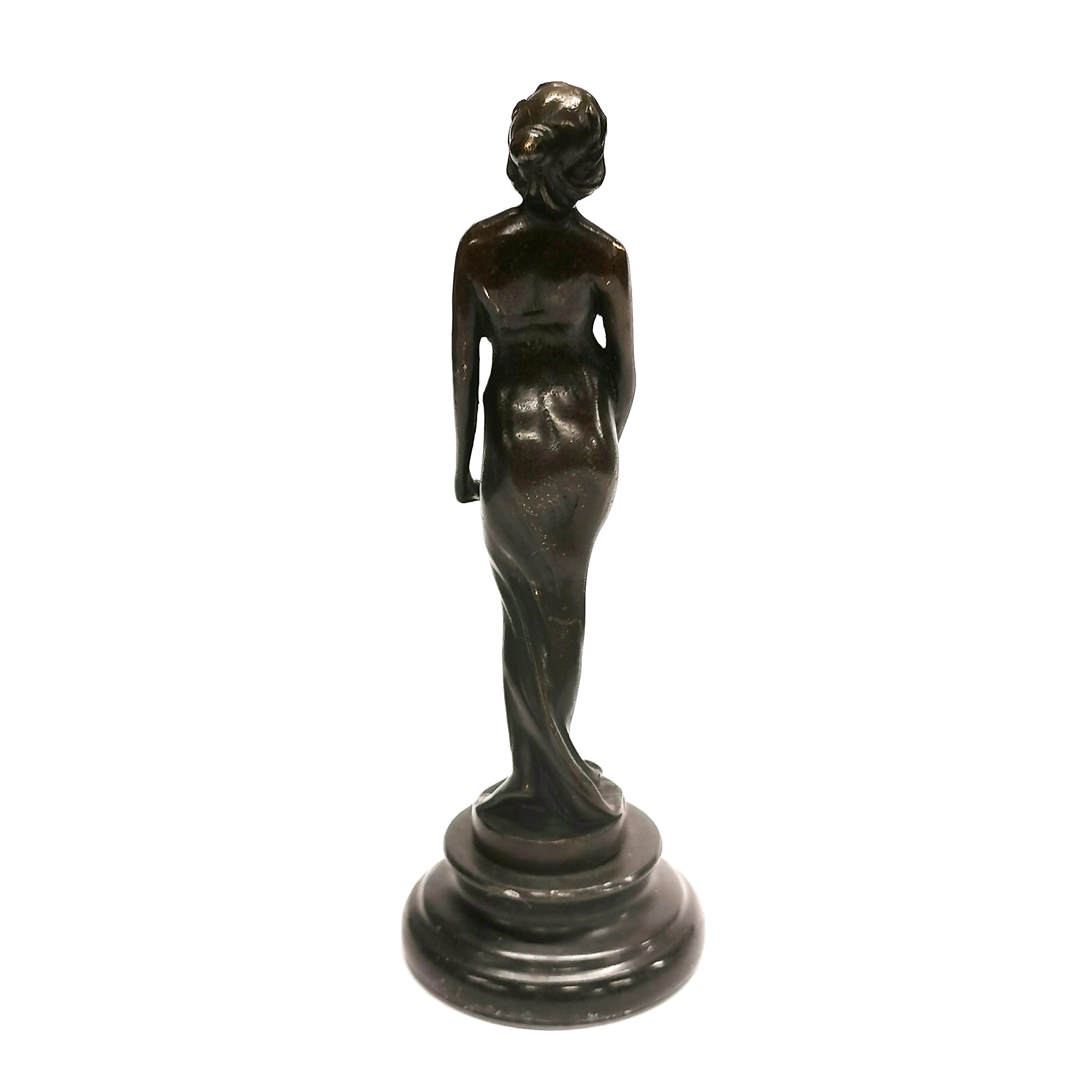 A small Art Nouveau style bronze figure of a girl, H. 19cm - Image 2 of 3