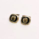 A pair of vintage Scandinavian silver crest detail cufflinks.