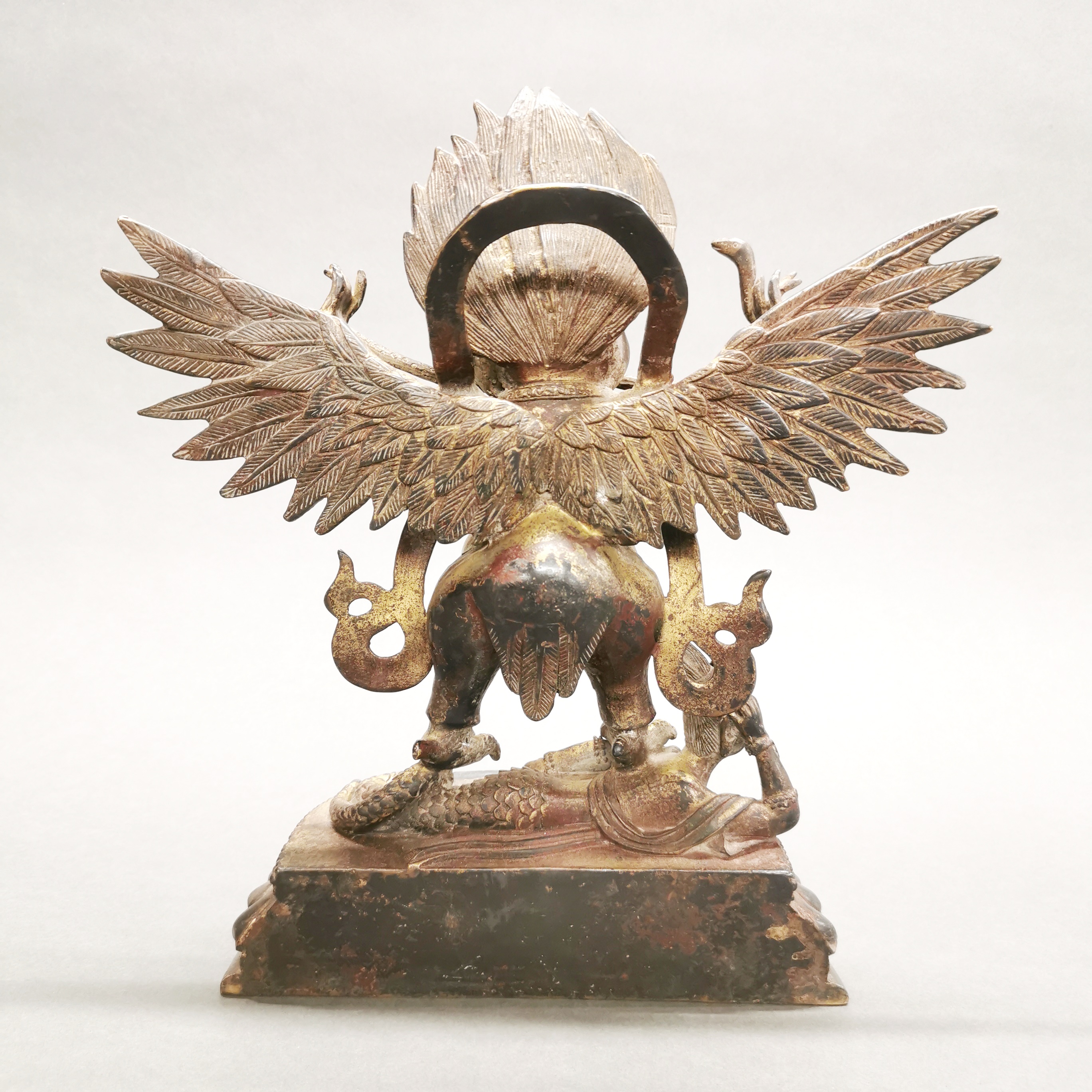 A Sino-Tibetan gilt bronze figure of Garuda, H. 29cm. - Image 2 of 3