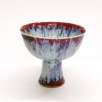 A Chinese Zhun glazed porcelain stem bowl, H. 13cm.