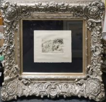 An ornately framed engraving of Christ disputing with the doctors, frame size 98 x 87cm.
