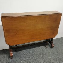 A 19thC mahogany drop leaf Sutherland table, W. 91 x 18cm, opening to 108cm.