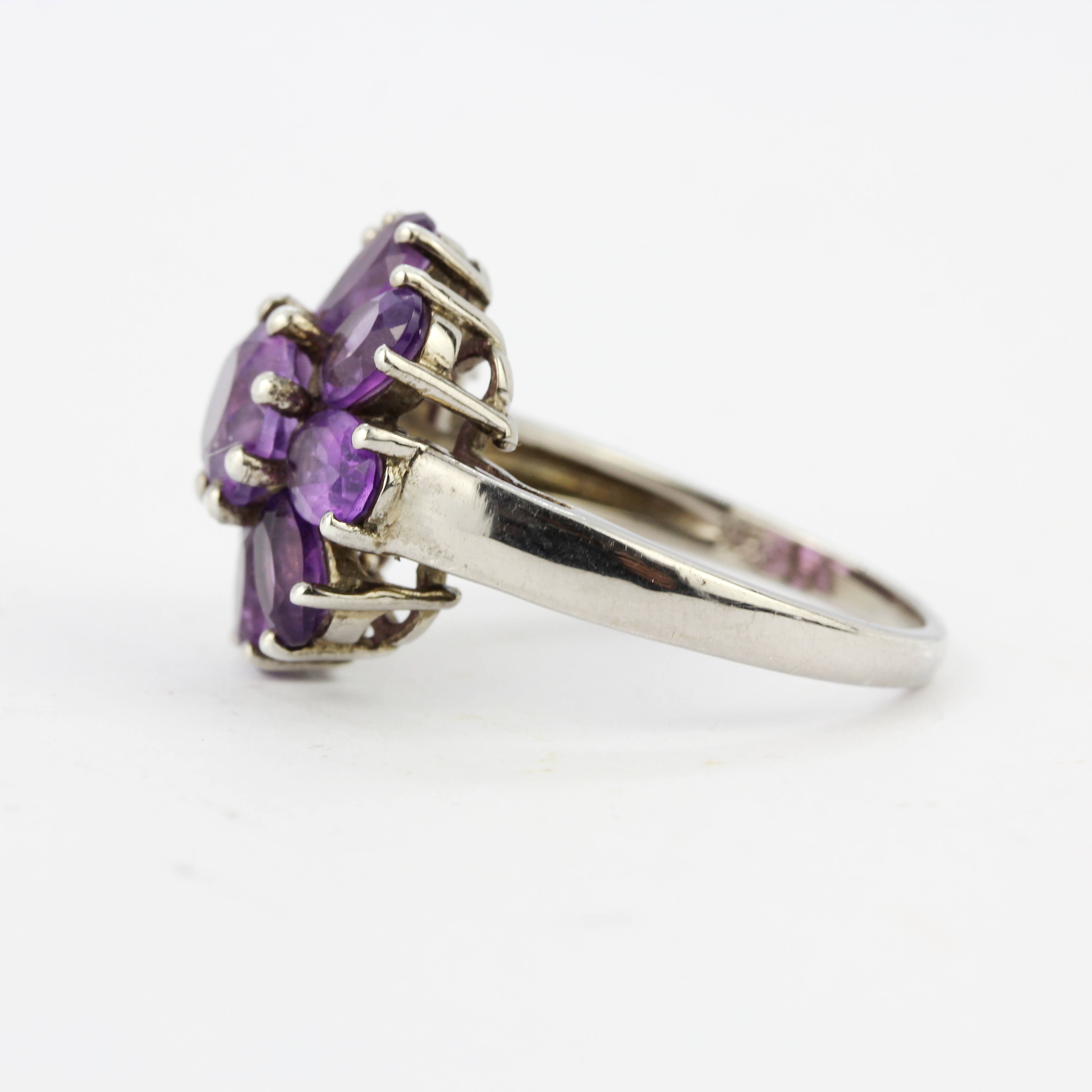 A 925 silver amethyst set cluster ring, ring size S. - Image 2 of 2