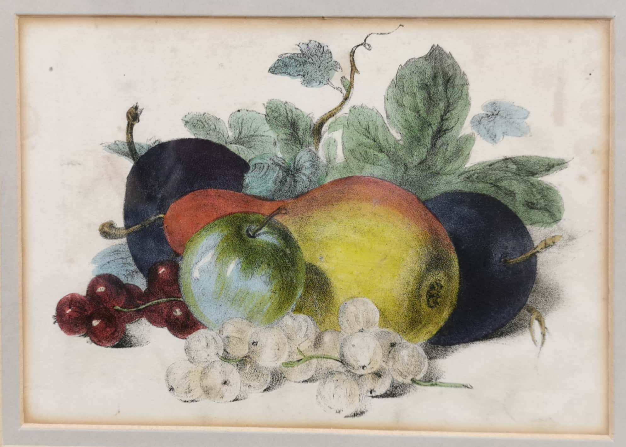 Four gilt framed 19th century prints of flowers and fruit, largest frame size 34 x 29cm. - Image 2 of 4