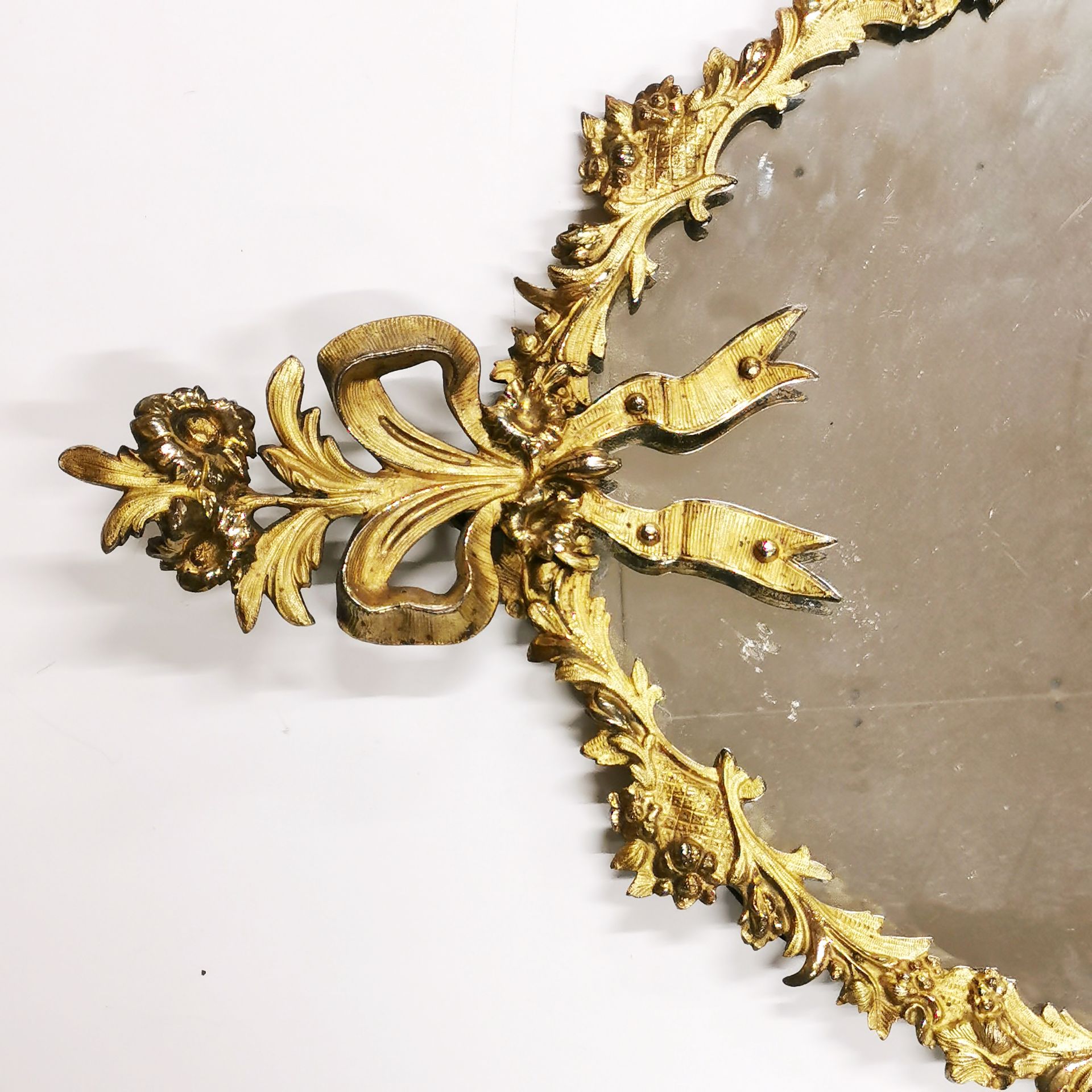 A 19thC French gilt brass wall mirror, H. 79cm. - Image 2 of 3