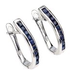A pair of 925 silver earrings set with step cut sapphires, L. 1.7cm.