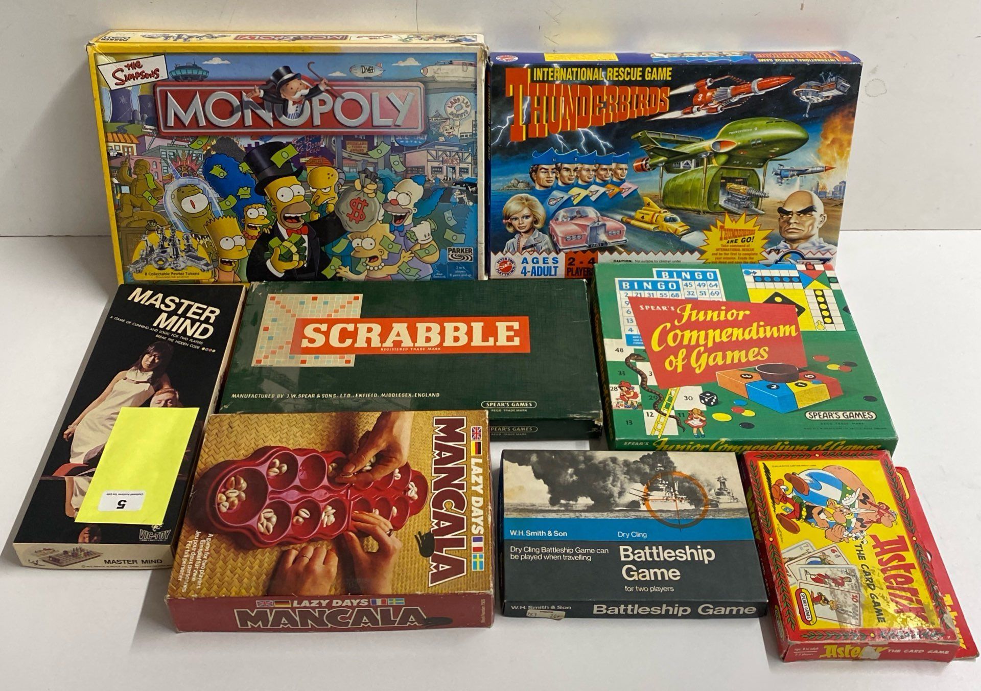 Eight board games including Thunderbirds.