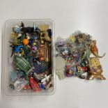 A mixed box of toys including Thunderbirds and minions etc.