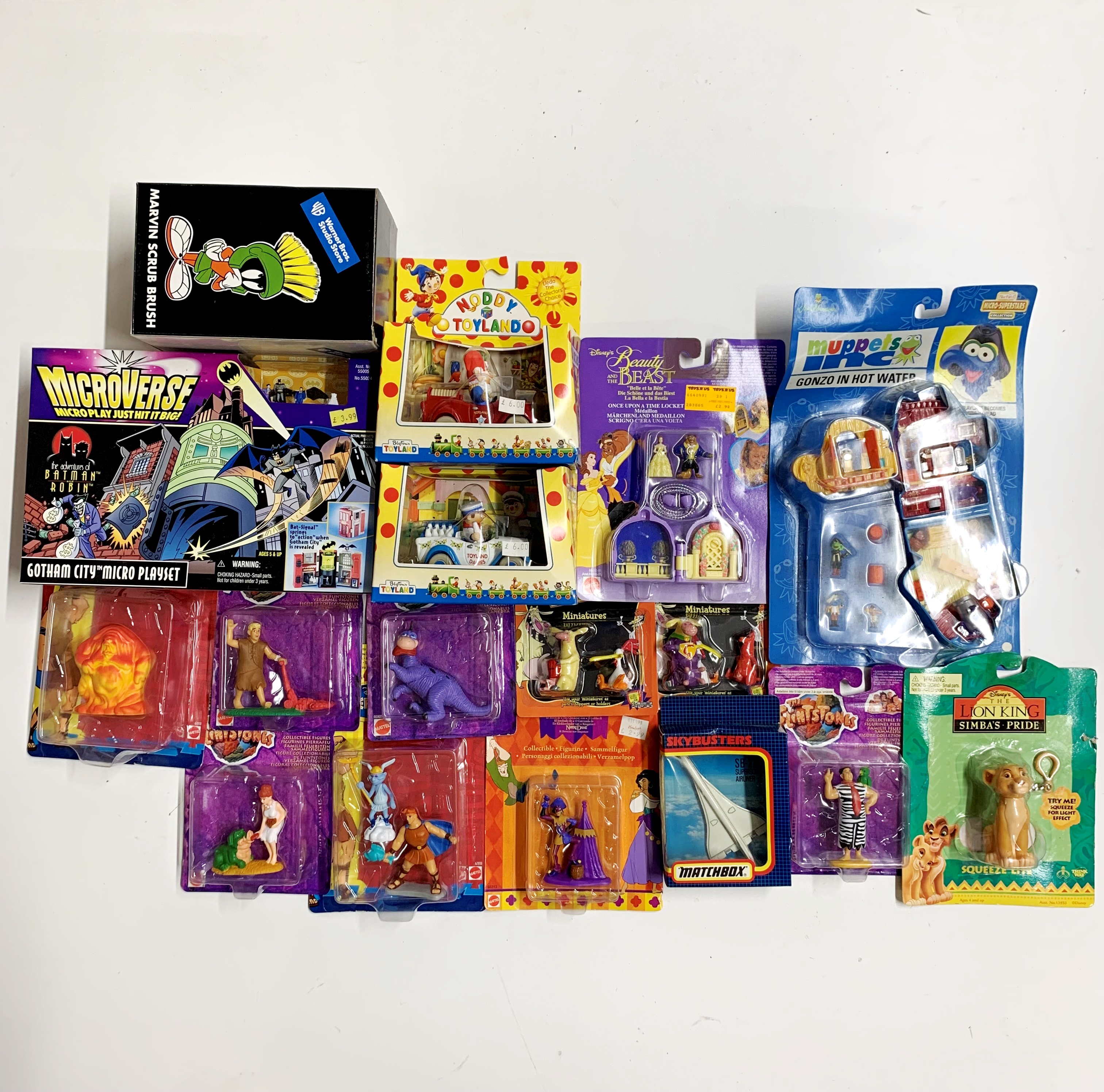 A box of various new and sealed animated figures including Disney and others etc.