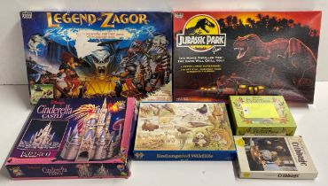Three board games including Legend of Zagor with a further two jigsaw puzzles and fl