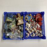 4 mixed trays of various toys including McDonald happy meals and others.