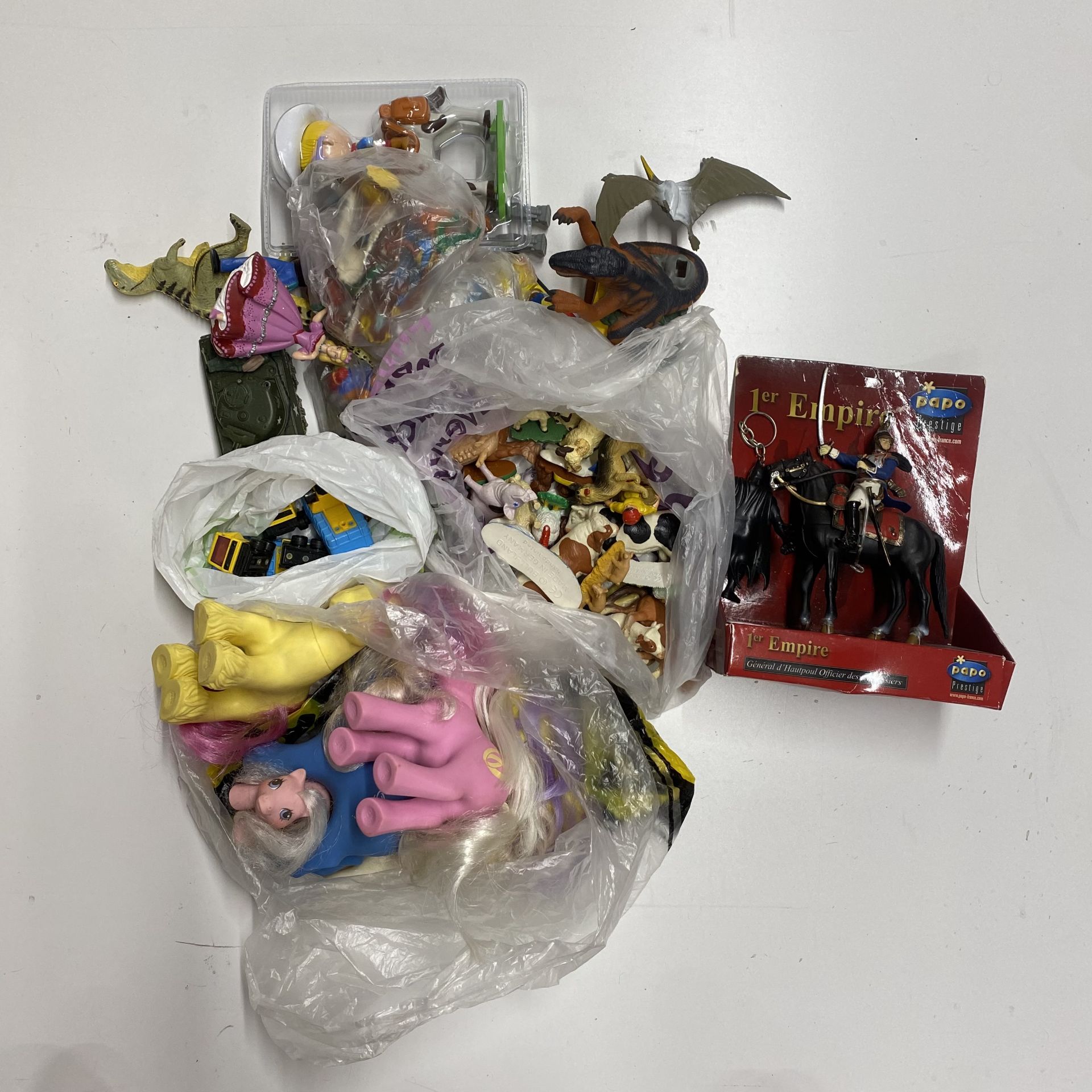 A box of mixed toys including My little pony etc.