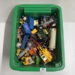 A large collection of various diecast farm machinery and tractors including Britains