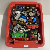 A large collection of Thomas the Tank engine trains and figures.