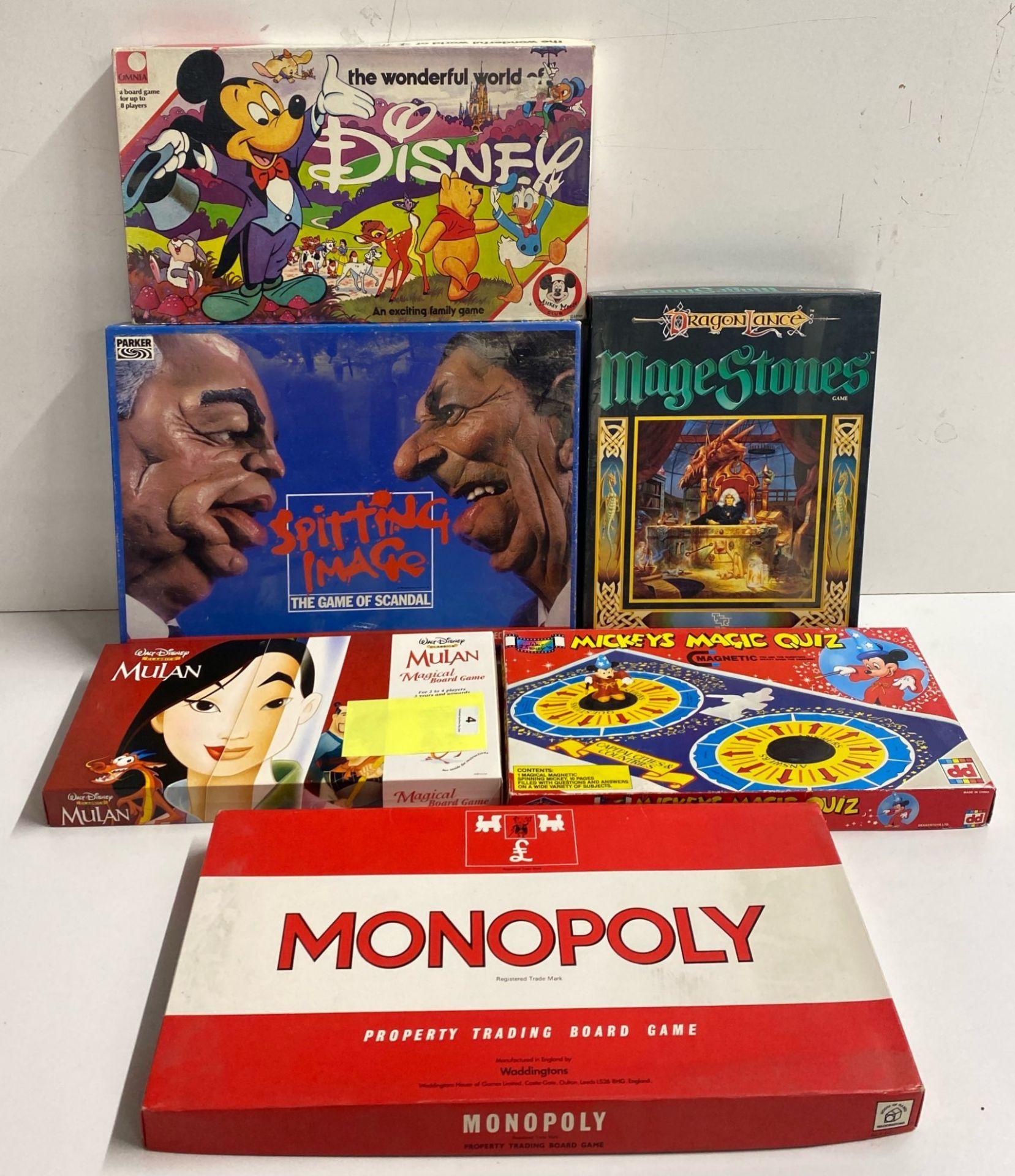 Six board games including Monopoly.