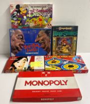 Six board games including Monopoly.