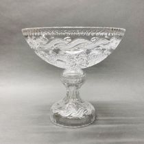 A superb large cut and frosted crystal centrepiece, Dia. 35cm H. 23cm.