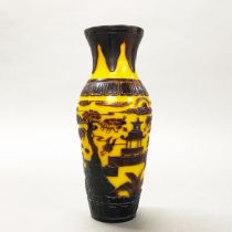 A lovely Chinese carved Peking cameo glass vase, H. 26cm.