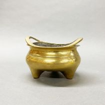 An early 20thC Chinese polished brass/bronze censer H. 11cm.