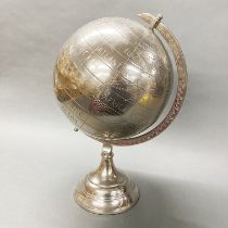 An unusual metal globe, H. 51cm.