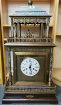 A superb large Chinese bronze and cloisonne cabinet clock, H. 95cm.