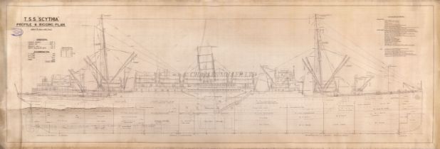 A SET OF VICKERS DRAUGHT OFFICE PLANS FOR THE R.M.S. 'CYTHIA', BUILT FOR CUNARD 1921