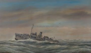 δ GEOFF SHAW (BRITISH, 1924-1992) - H.M.S. 'CARNATION' ON CONVOY ESCORT DUTY IN THE ATLANTIC, 1944