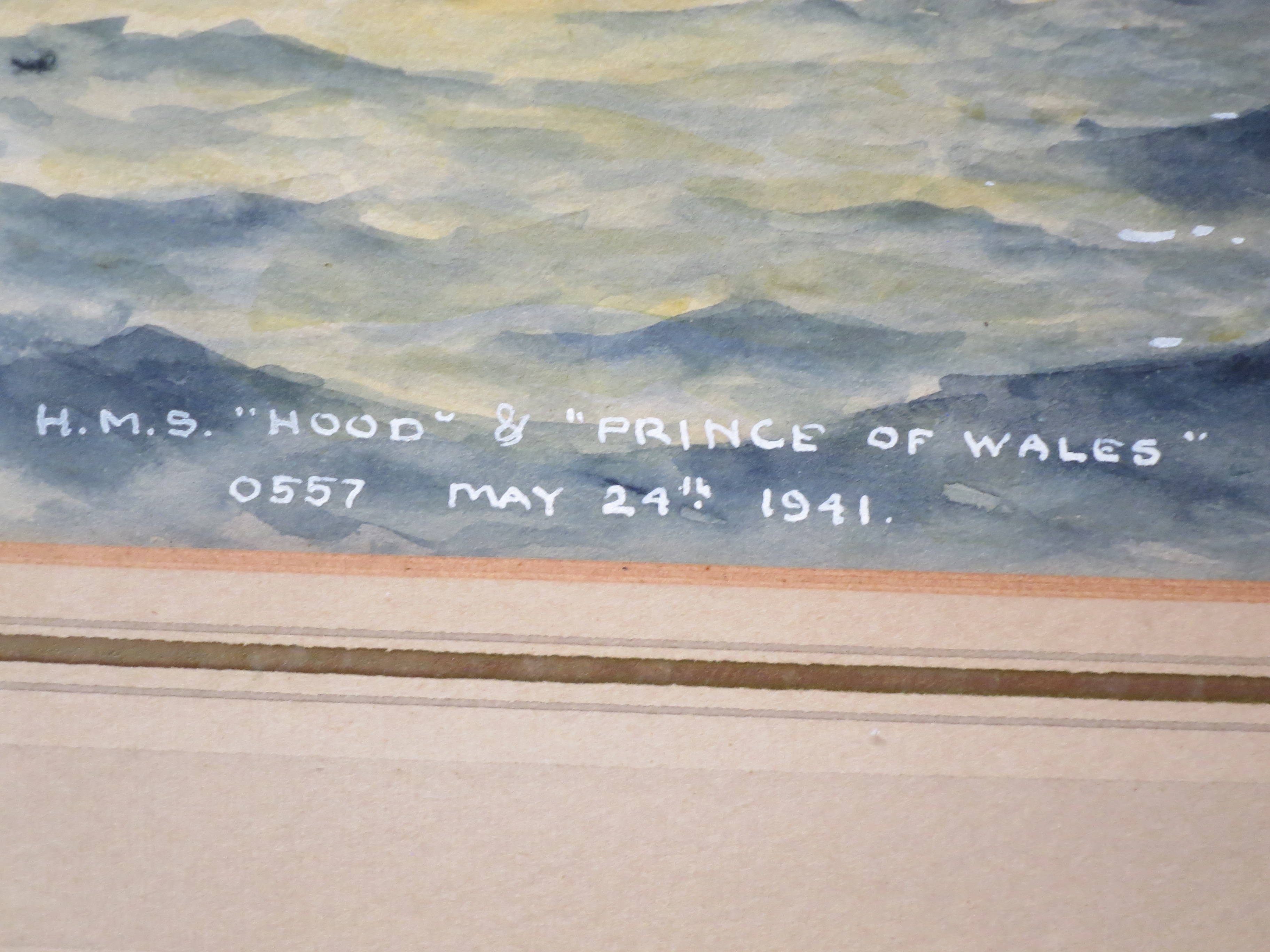 δ ERIC TUFNELL (BRITISH, 1888-1978) - H.M.S. 'HOOD' AND 'PRINCE OF WALES' 0557 MAY 24TH 1941; - Image 4 of 9