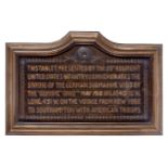 A BRONZE WALL PLAQUE COMMEMORATING THE SINKING OF 'U-103' BY H.M.T. 'OLYMPIC', 1918