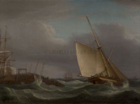 ATTRIBUTED TO THOMAS WHITCOMBE (1763-1824) - STUDY OF A CUTTER LEAVING THE HARBOUR