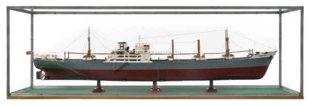 A BUILDER'S MODEL FOR THE CARGO SHIP M.V. 'HARMATTAN' BUILT BY LITHGOWS LTD. FOR J. AND C. HARRISON