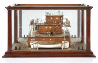 AN UNUSUAL MIRROR-BACKED DIORAMA MODEL OF A BRIDGE SECTION FOR A STEAM SHIP, CIRCA 1880