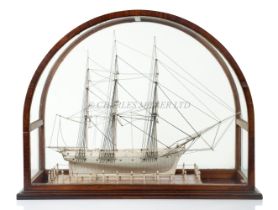 Ø A FINE AND RARE WHALEBONE MODEL OF A WHALING SHIP, CIRCA 1820