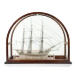 Ø A FINE AND RARE WHALEBONE MODEL OF A WHALING SHIP, CIRCA 1820