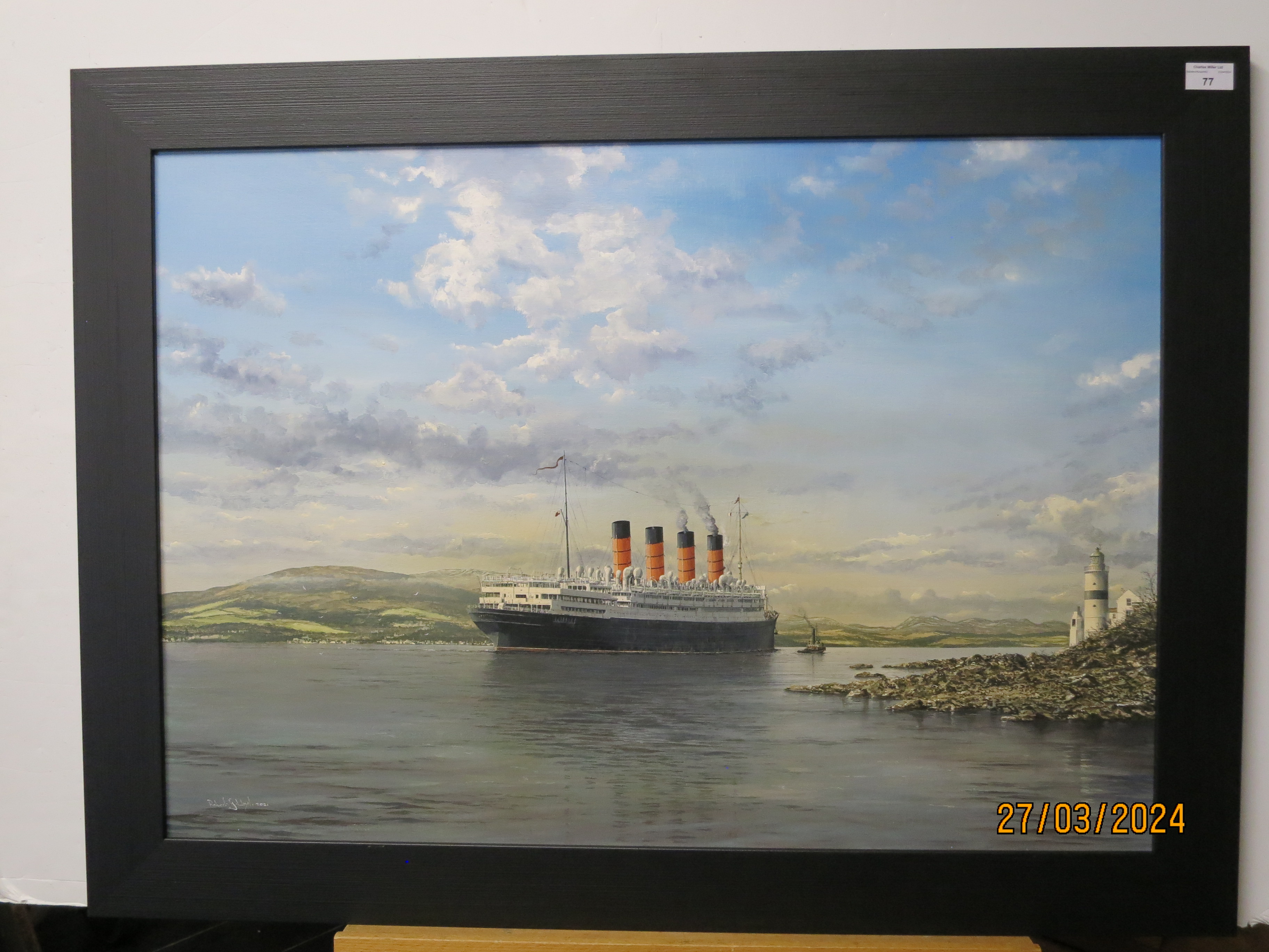 R.M.S. 'AQUITANIA' PASSING CLOCH POINT LIGHTHOUSE ON HER FINAL VOYAGE, 21ST FEBRUARY 1950 - Image 2 of 7