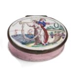 A BILSTONWARE ENAMEL PATCHBOX CELEBRATING THE PEACE OF AMIENS, CIRCA 1802