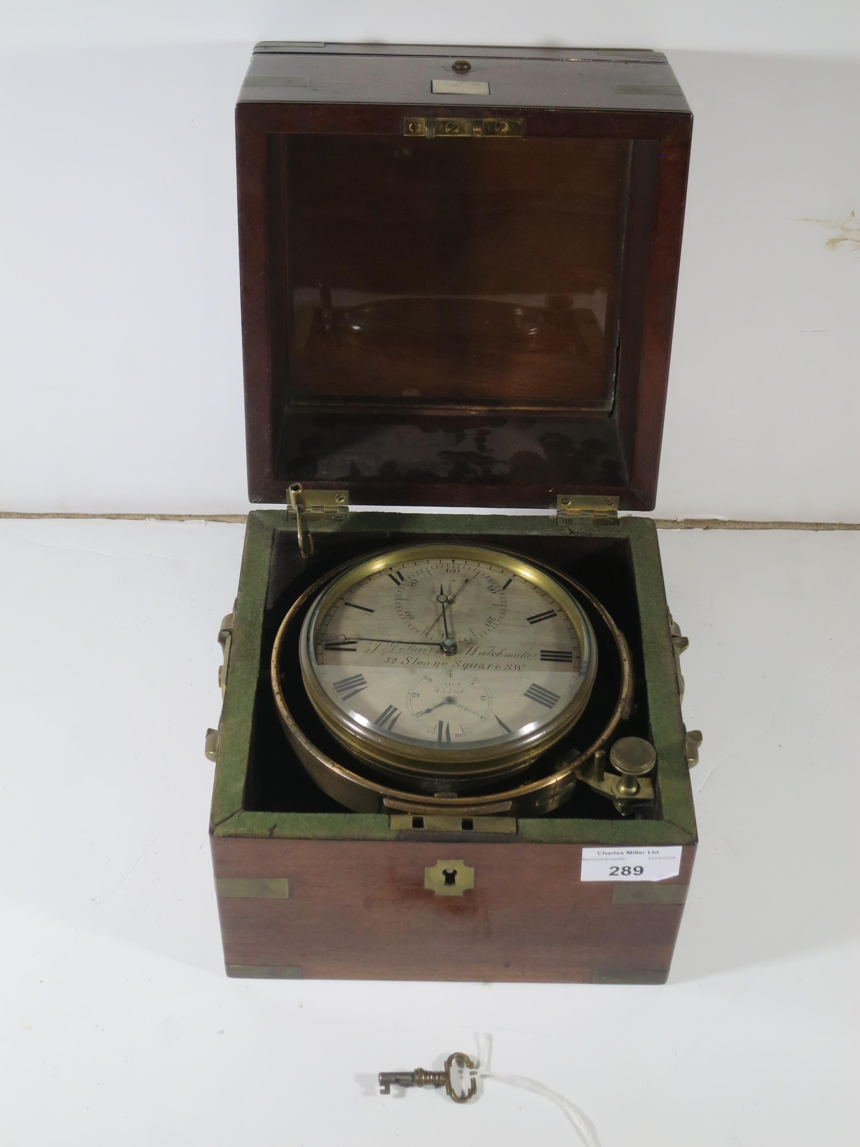 Ø AN EIGHT-DAY MARINE CHRONOMETER PROBABLY BY R.&W. ROSKELL AND RETAILED BY J.G. FAIERS LONDON, - Image 4 of 11