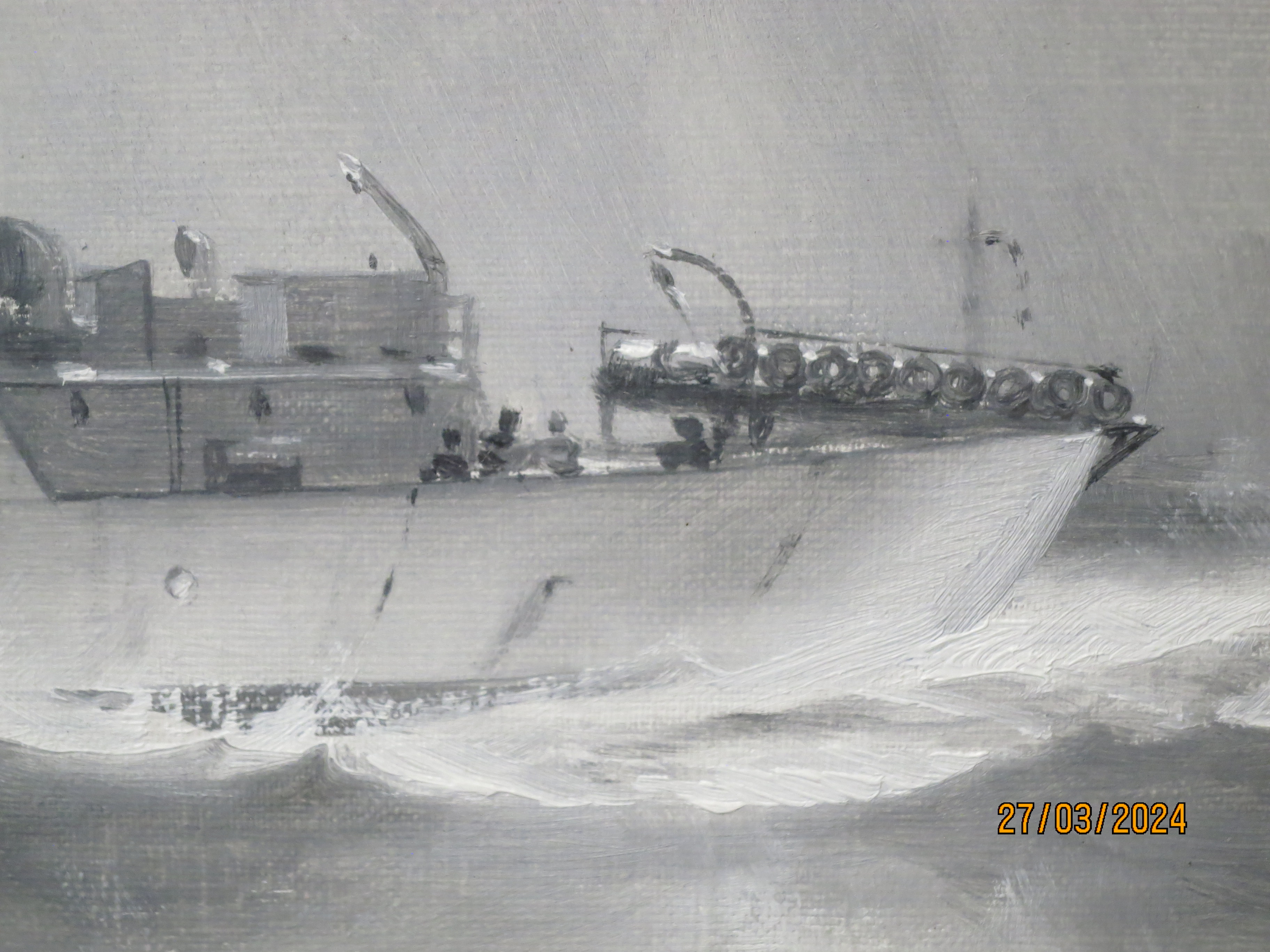 δ CHARLES EDDOWES TURNER (BRITISH, 1883-1965) - A FLOWER CLASS CORVETTE ESCORTING A CONVOY - Image 7 of 8