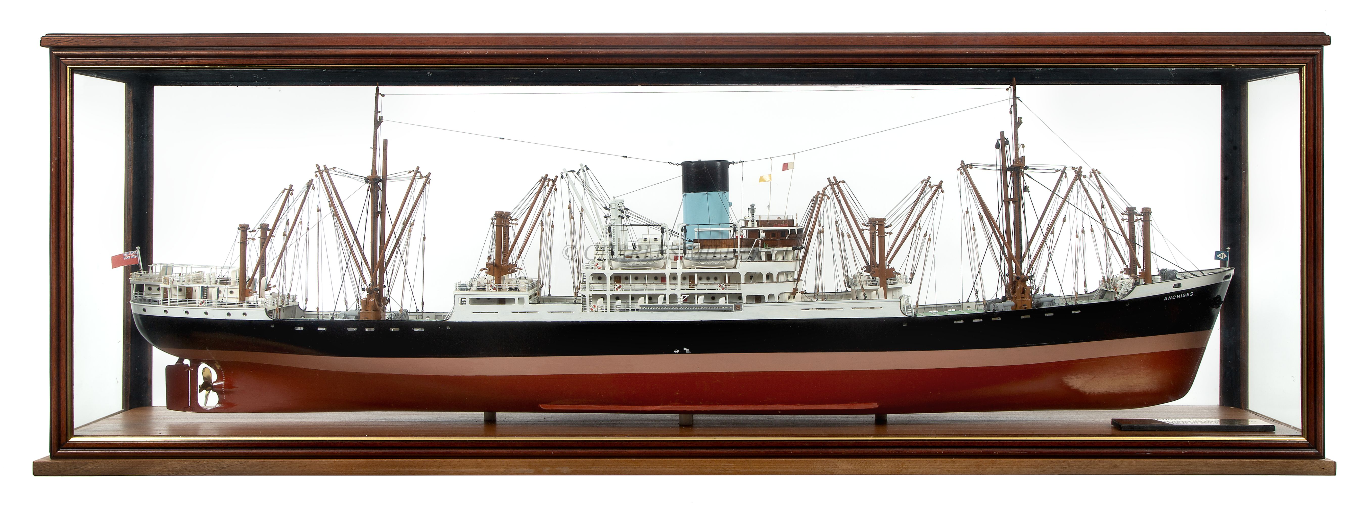 A BUILDER'S-STYLE MODEL FOR THE ALFRED HOLT (BLUE FUNNEL) LINE PASSENGER-CARGO SHIP M.V. 'ANCHISES'