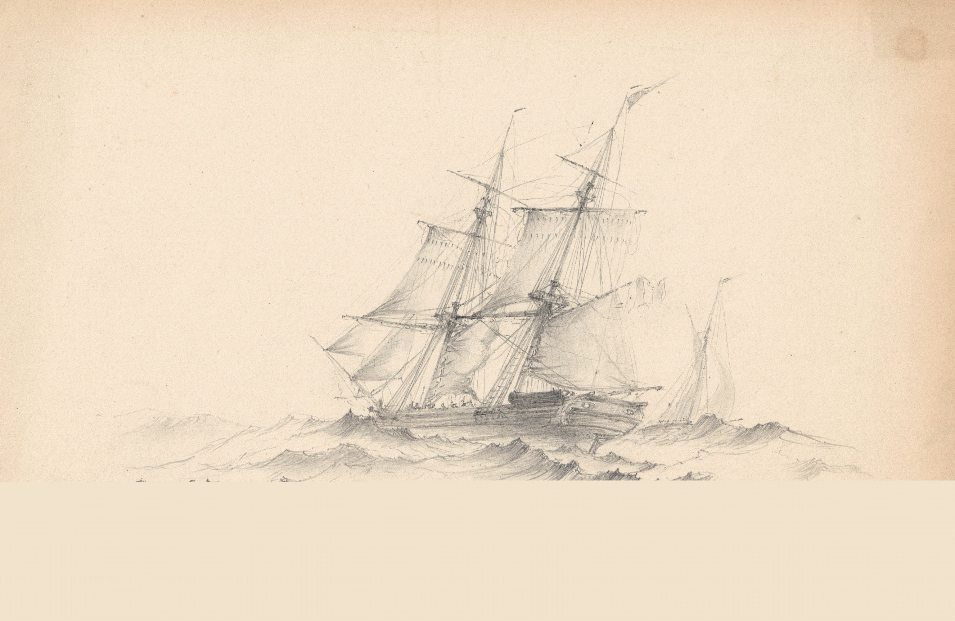 C* A* C* (19TH CENTURY) - A COLLECTION OF 9 PENCIL DRAWINGS ALL WITH TITLES INCLUDING 'SLOOP OF WAR' - Image 9 of 9