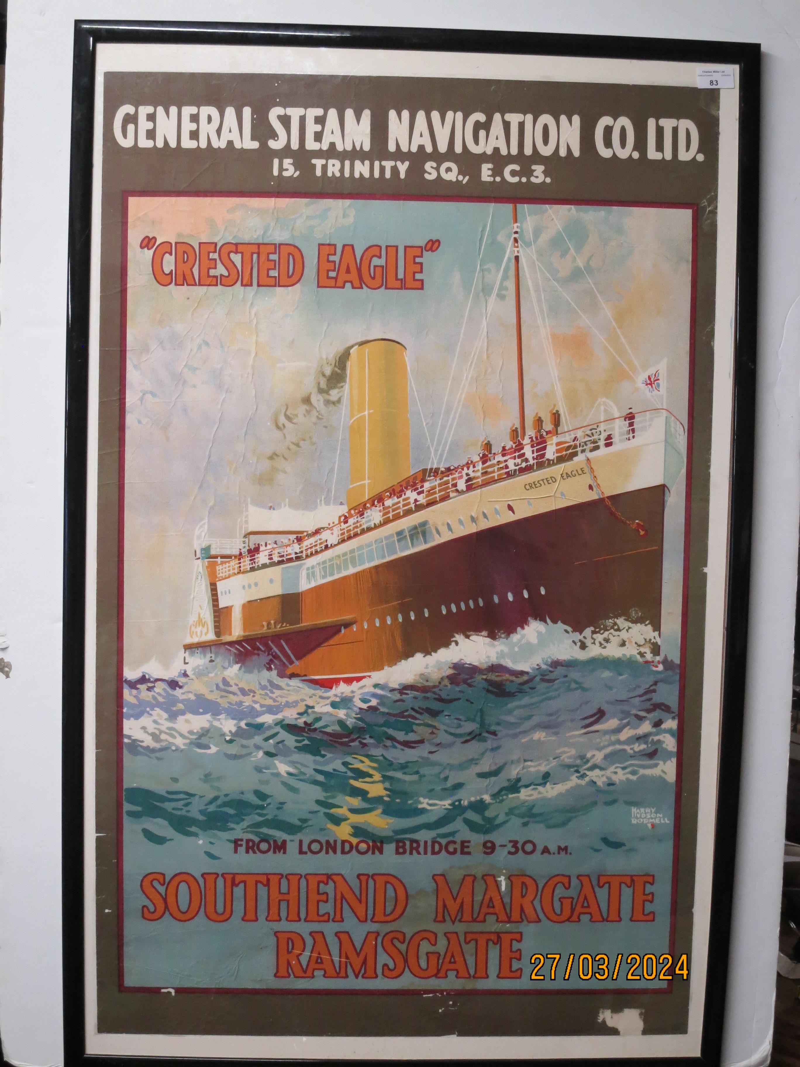 AN ADVERTISING POSTER FOR THE GENERAL STEAM NAVIGATION CO. 'CRESTED EAGLE', CIRCA 1935 - Image 2 of 7