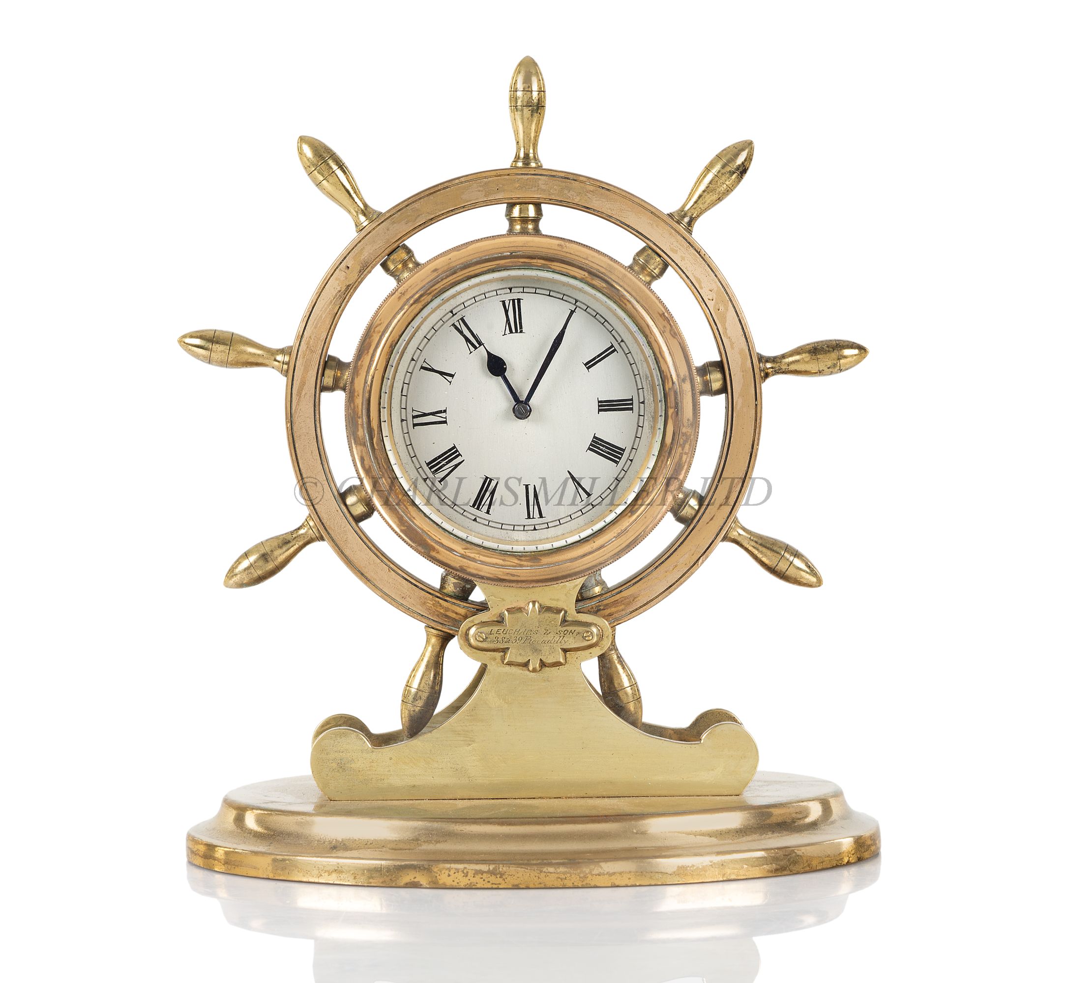 MARINE THEMED DESK CLOCK RETAILED BY LEUCHARS AND SON LONDON, CIRCA 1920