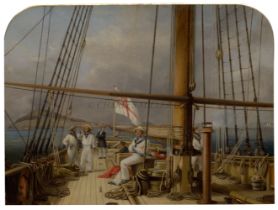 NICHOLAS CONDY (BRITISH, 1793-1857) - THE R.Y.S. CUTTER YACHT 'GANYMEDE', WITH THE OWNER J.H.W.